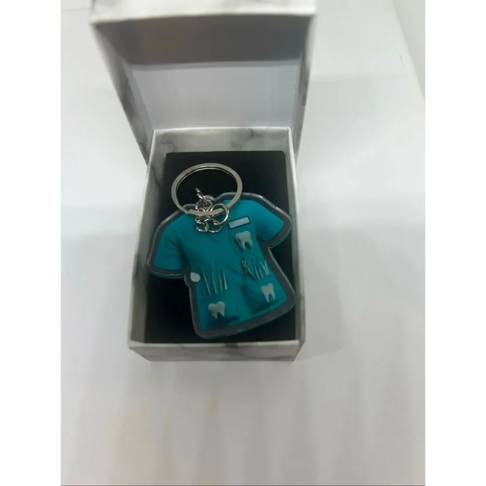 Dental Scrubs Keychain Dentist Hygienist Tooth Charm Gift